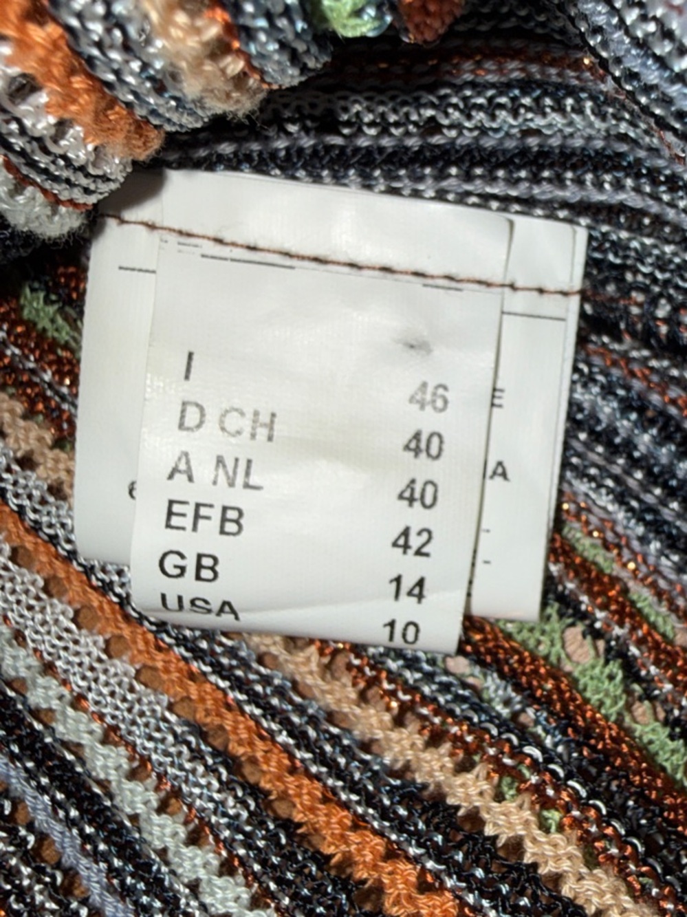 MISSONI- Sheer Multi-Color Striped V-Neck Knit Mini Dress - Picture 6 of 8